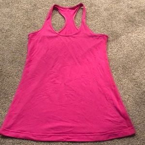 Hot pink lulu lemon tank top.